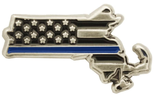 Massachusetts State Thin Blue Line Flag Pin SKU: PI289