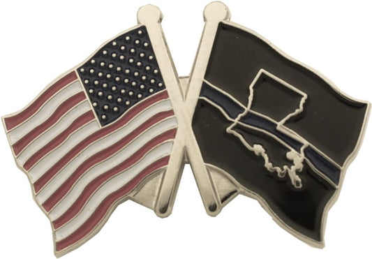 Louisiana State Thin Blue Line and USA Flag Pin SKU: PI279