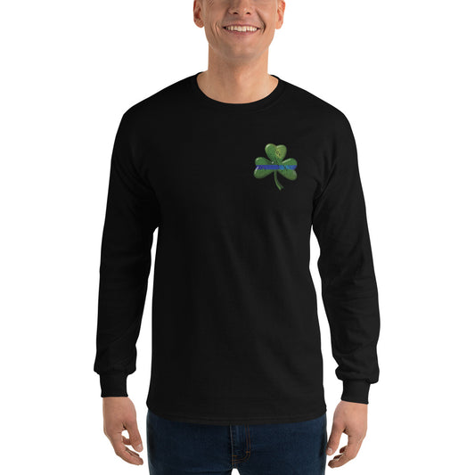 Thin Blue Line Shamrock Irish Long Sleeve Gildan T Shirt