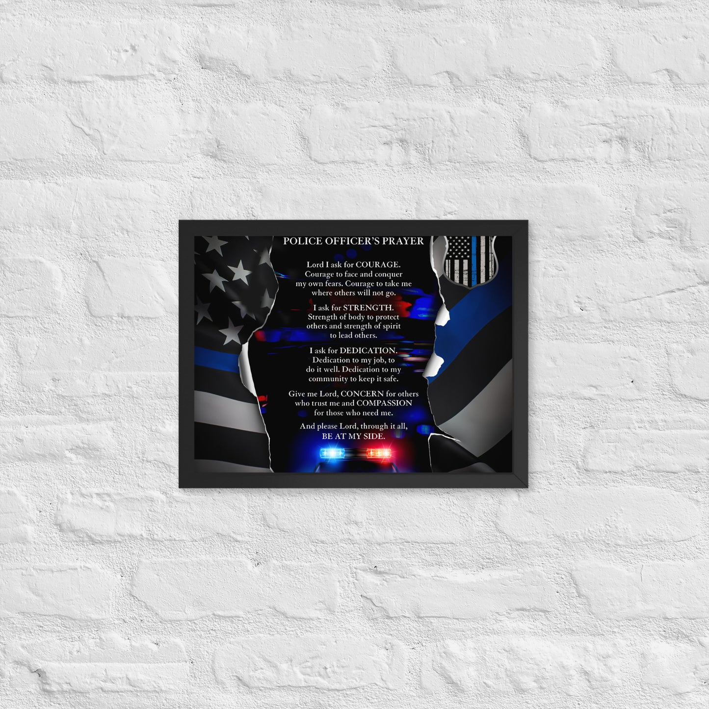 Police Officer Prayer Framed Photo Poster 12 By 16 Inches
