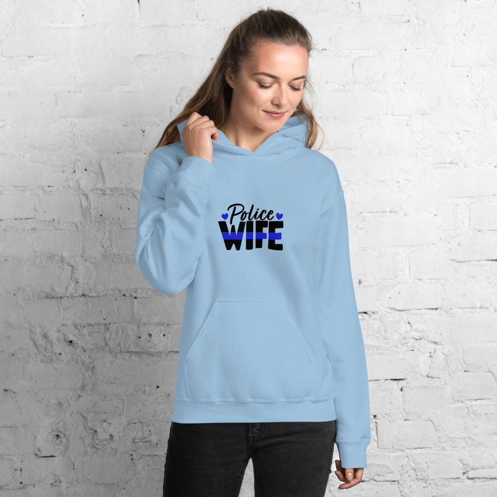 Police Wife, Thin Blue Line Heart Gildan Hooded Sweatshirt  ( Sizes Sm-5xl)