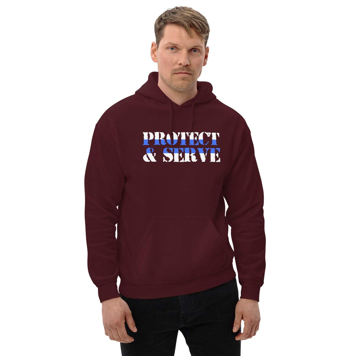 Protect and Servce Thin Blue Line Gildan Hoodie