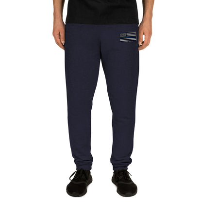 Thin Blue Line Embroidered USA Flag Premium Sweatpants