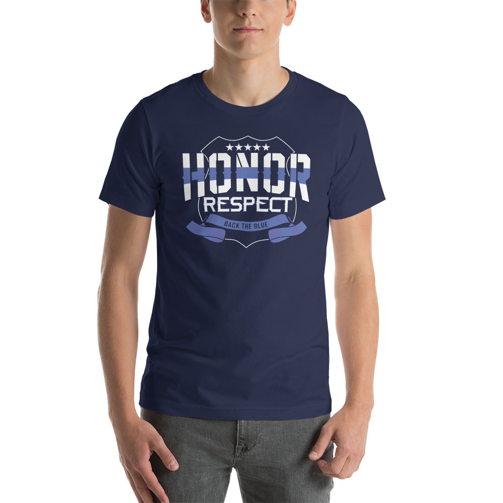 Honor and Respect Back The Blue Bella Canvas  T-Shirt