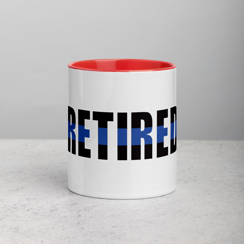 RETIRED Thin Blue Line Ceramic Mug with Color Inside and Handle