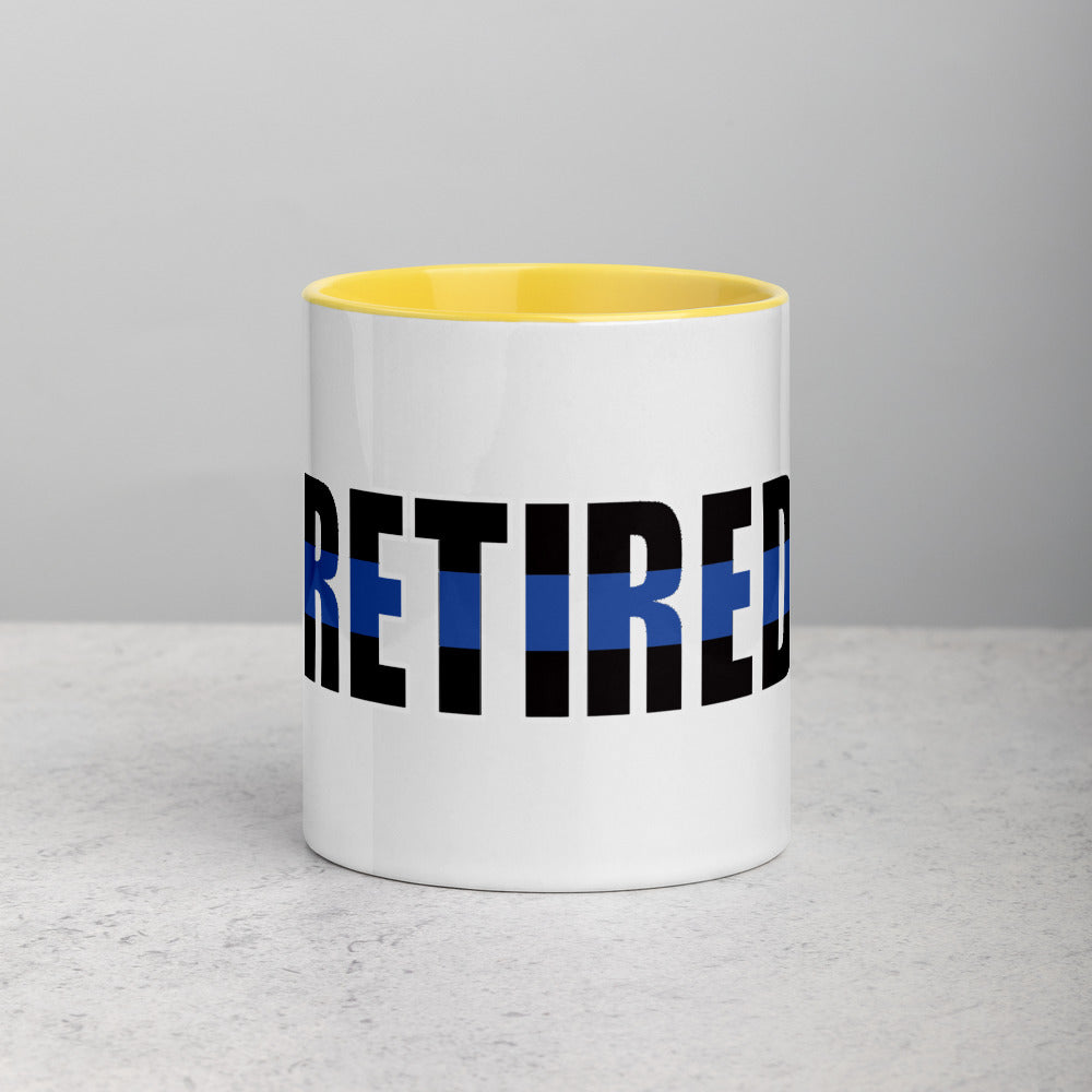 RETIRED Thin Blue Line Ceramic Mug with Color Inside and Handle