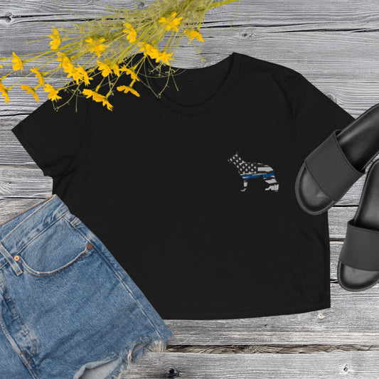 K9 Thin Blue Line Embroidery Summer Crop Tee